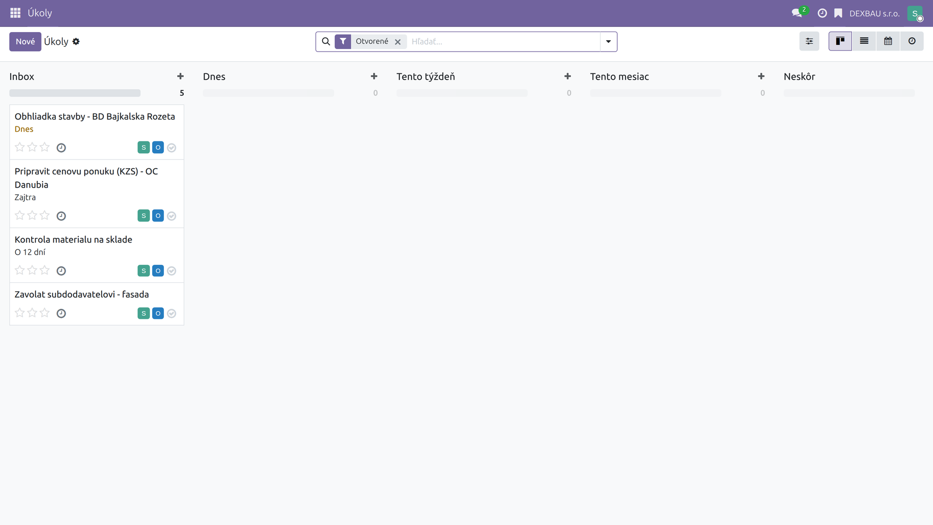 To-Do – osobné úlohy roztriedené podľa termínu
